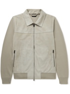 Brioni - Suede-Panelled Wool Blouson Jacket - Neutrals