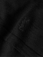 SAINT LAURENT - Logo-Embroidered Wool Polo Shirt - Black