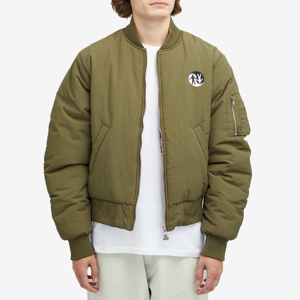 Carne Bollente Men's Desire Connections Reversible Bomber Jacket in Khaki