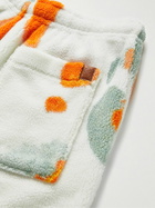 Loewe - Wide-Leg Printed Fleece Drawstring Shorts - Orange