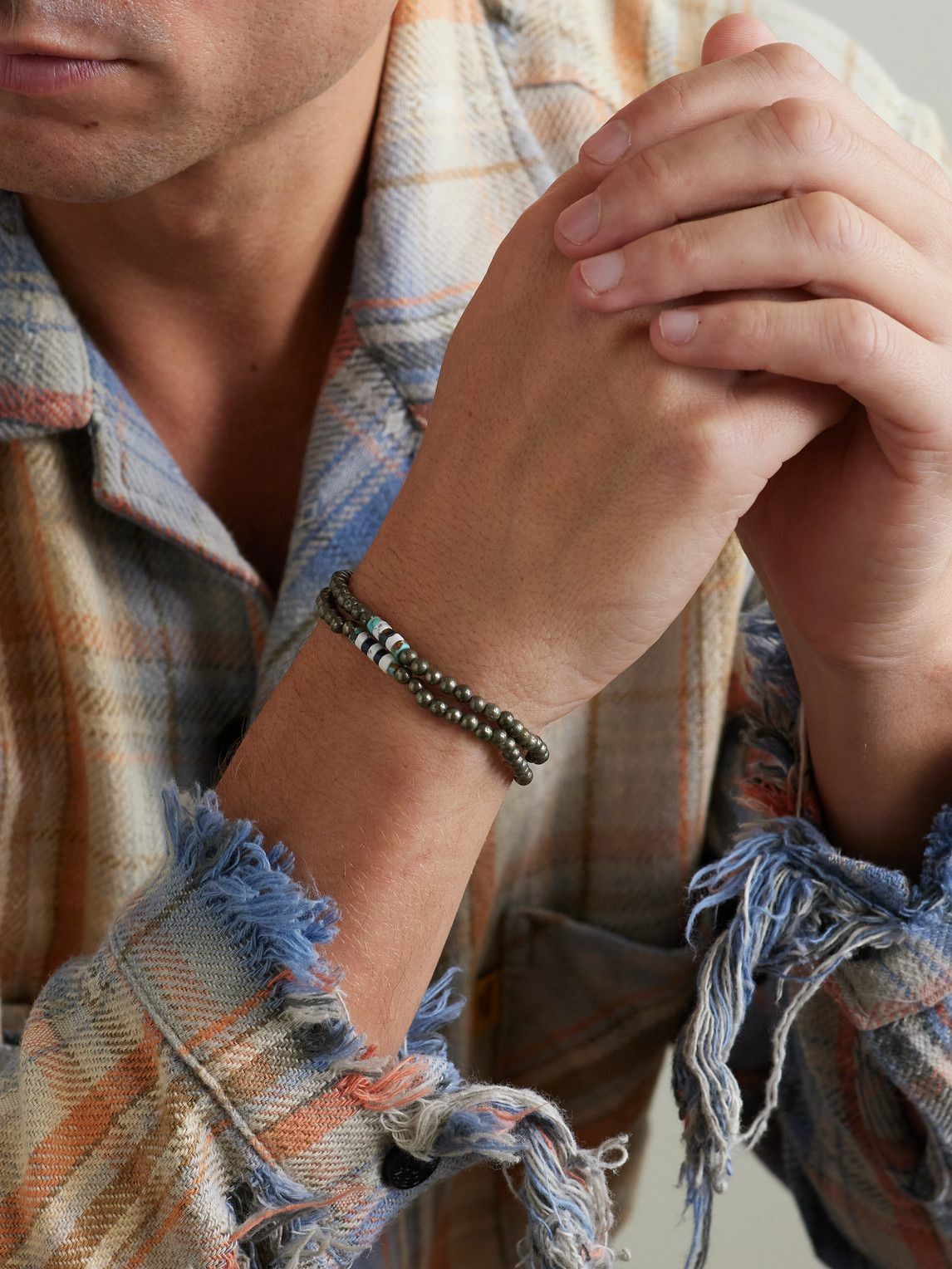 Mikia - Silver Mult-Stone Beaded Wrap Bracelet
