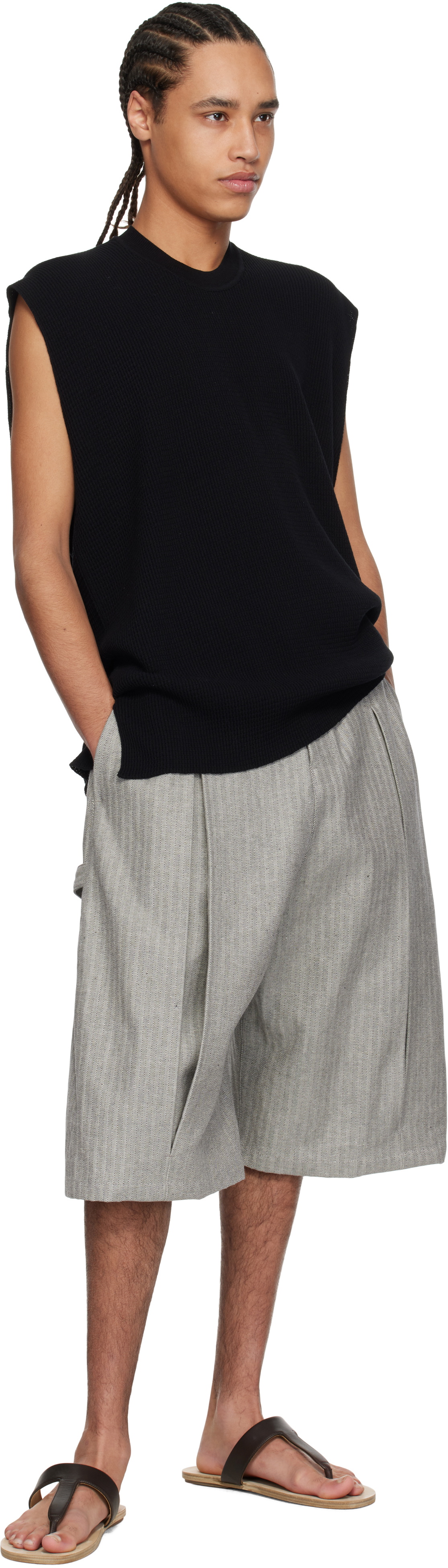 HOMME PLISSÉ ISSEY MIYAKE Black Tight Twist Cotton Knit Vest