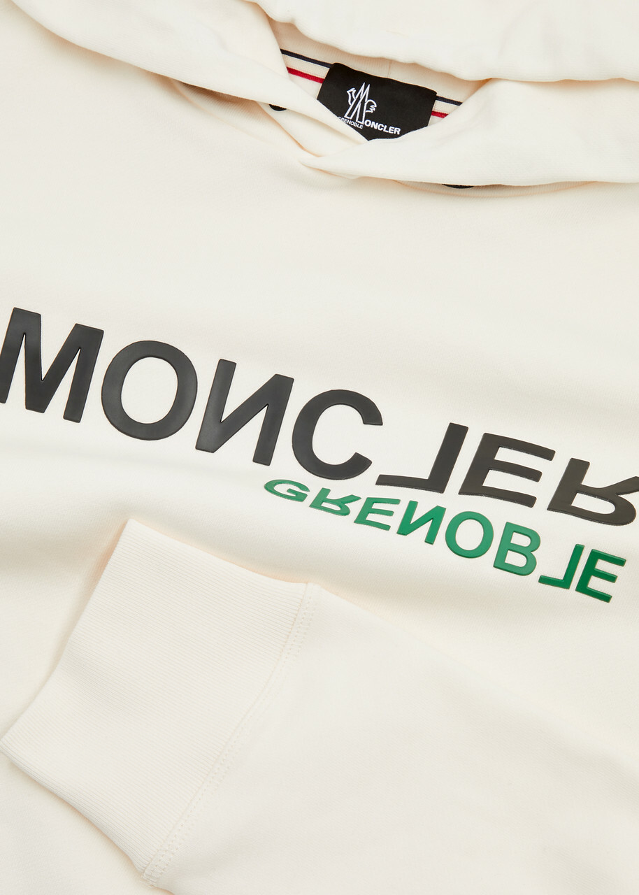 Moncler Grenoble Logo Hooded Cotton Sweatshirt White
