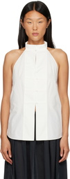 St. Agni Off-White Button Detail Halter Top
