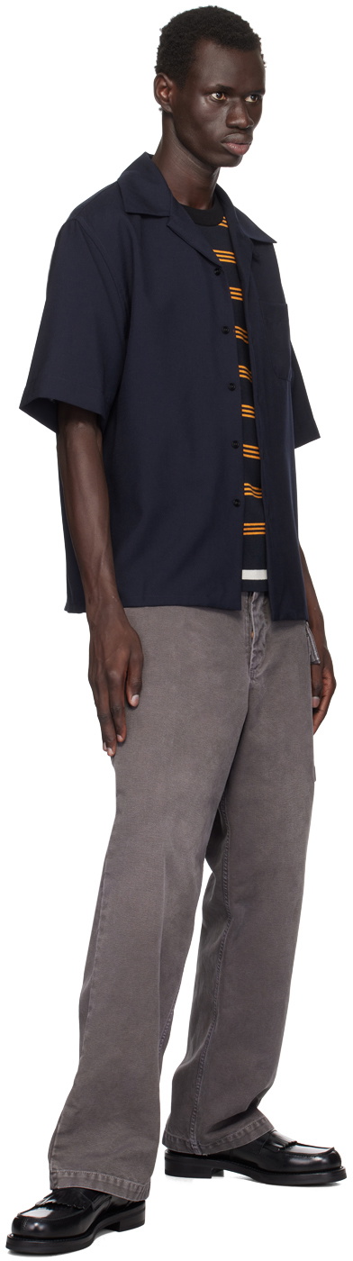 Marni Navy Tropical Wool Shirt Marni