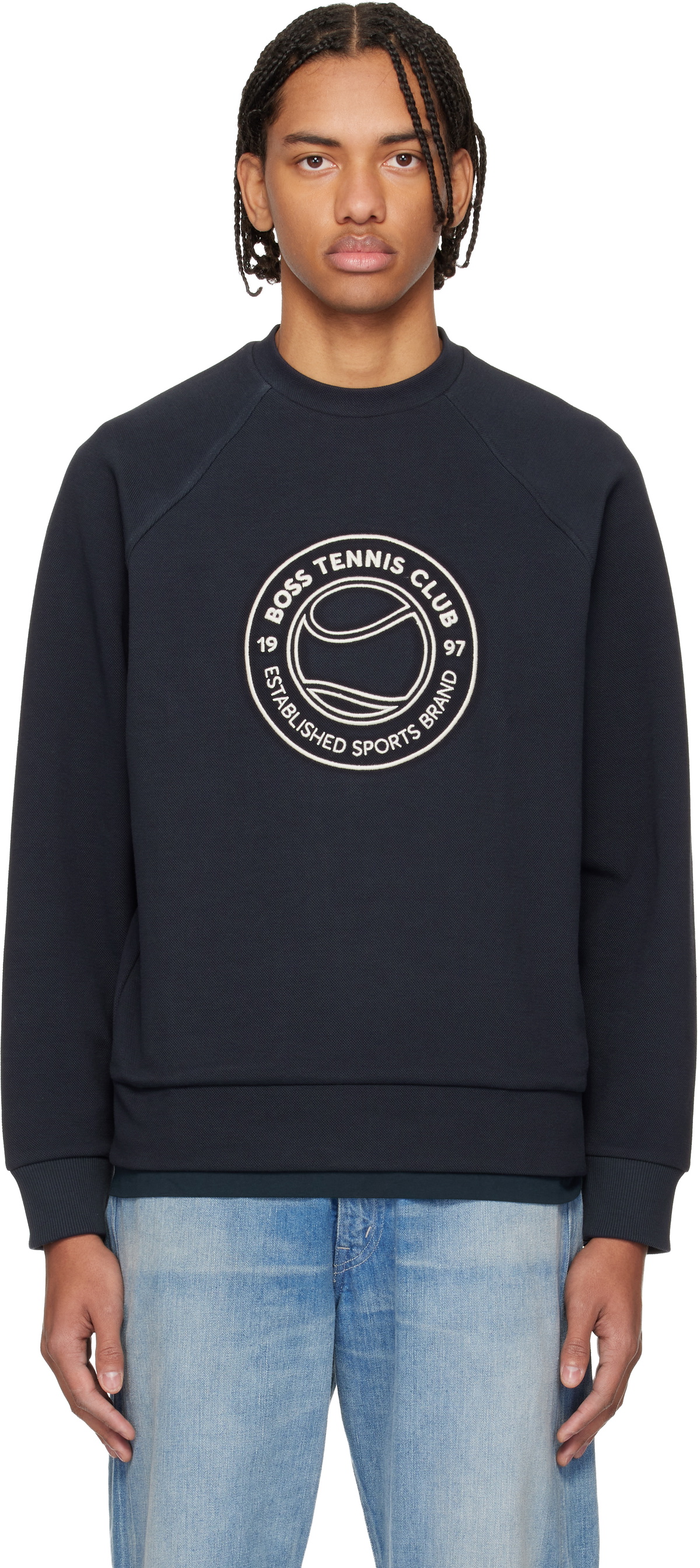 BOSS Navy Embroidered Sweatshirt