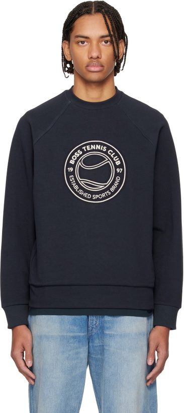 Photo: BOSS Navy Embroidered Sweatshirt