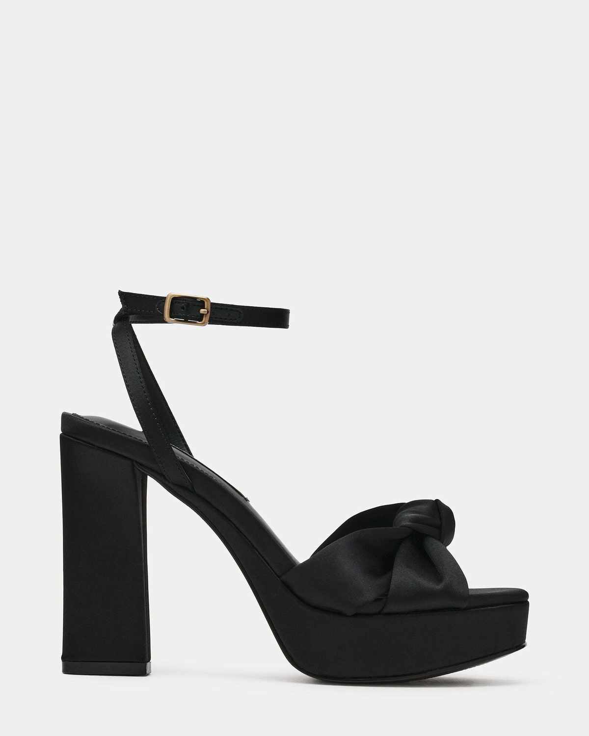 Steve Madden Knoti Heels in Black Satin