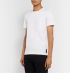 Fendi - Slim-Fit Logo-Flocked Cotton-Jersey T-Shirt - White