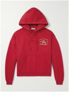 Cherry Los Angeles - Logo-Embroidered Cotton-Jersey Half-Placket Hoodie - Red