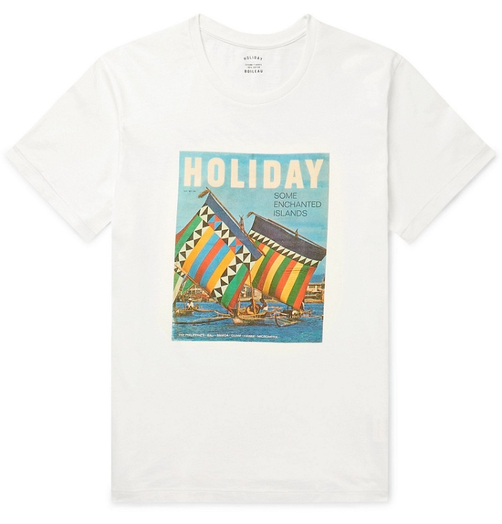 Photo: Holiday Boileau - Slim-Fit Printed Cotton-Jersey T-Shirt - White