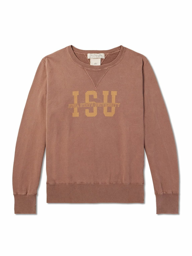 Photo: Remi Relief - Isu Distressed Printed Cotton-Jersey Sweatshirt - Brown