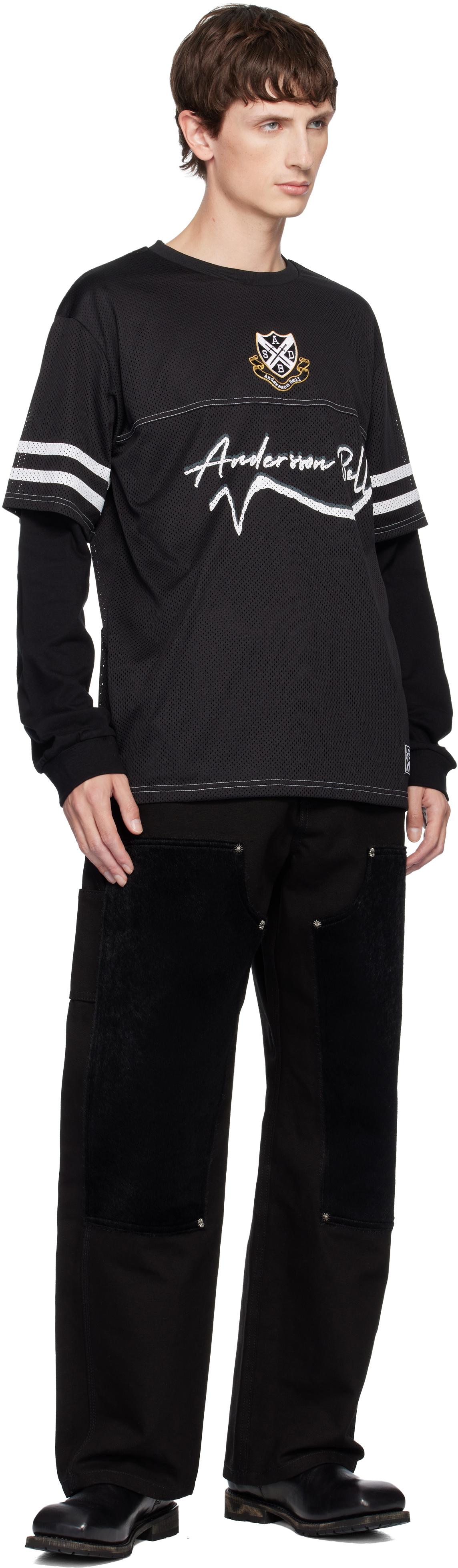 トップス andersson bell FOOTBALL SHORT SLEEVE Andersson Bell Black Football Layered Long Sleeve T-shirt