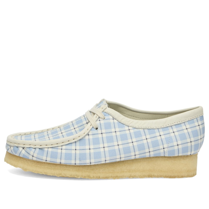 Photo: Clarks Originals Women's Check Wallabee Boot in Blue Check