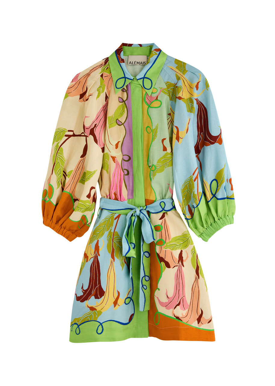 Alemais Rafaela Printed Mini Shirt Dress Multicoloured ALMAIS
