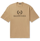 Balenciaga - Logo-Print Cotton-Jersey T-Shirt - Beige