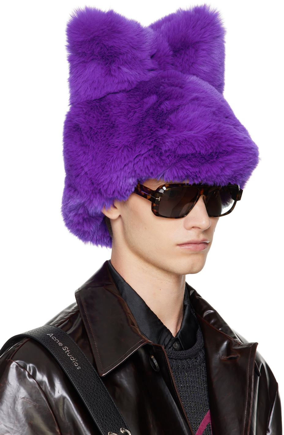 Acne Studios パープル　Fluffy リボン　ハット Acne Studios Purple Fluffy Bow Hat Acne Studios