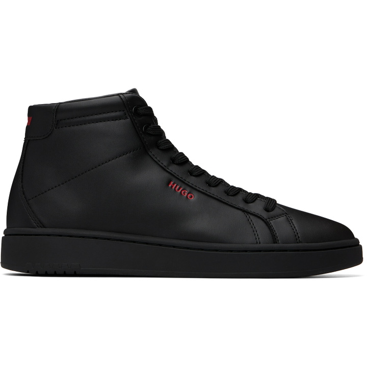 Photo: Hugo Black Faux-Leather High-Top Sneakers