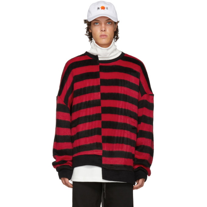 D by D Black and Red Unbalanced Striped Sweater D by D