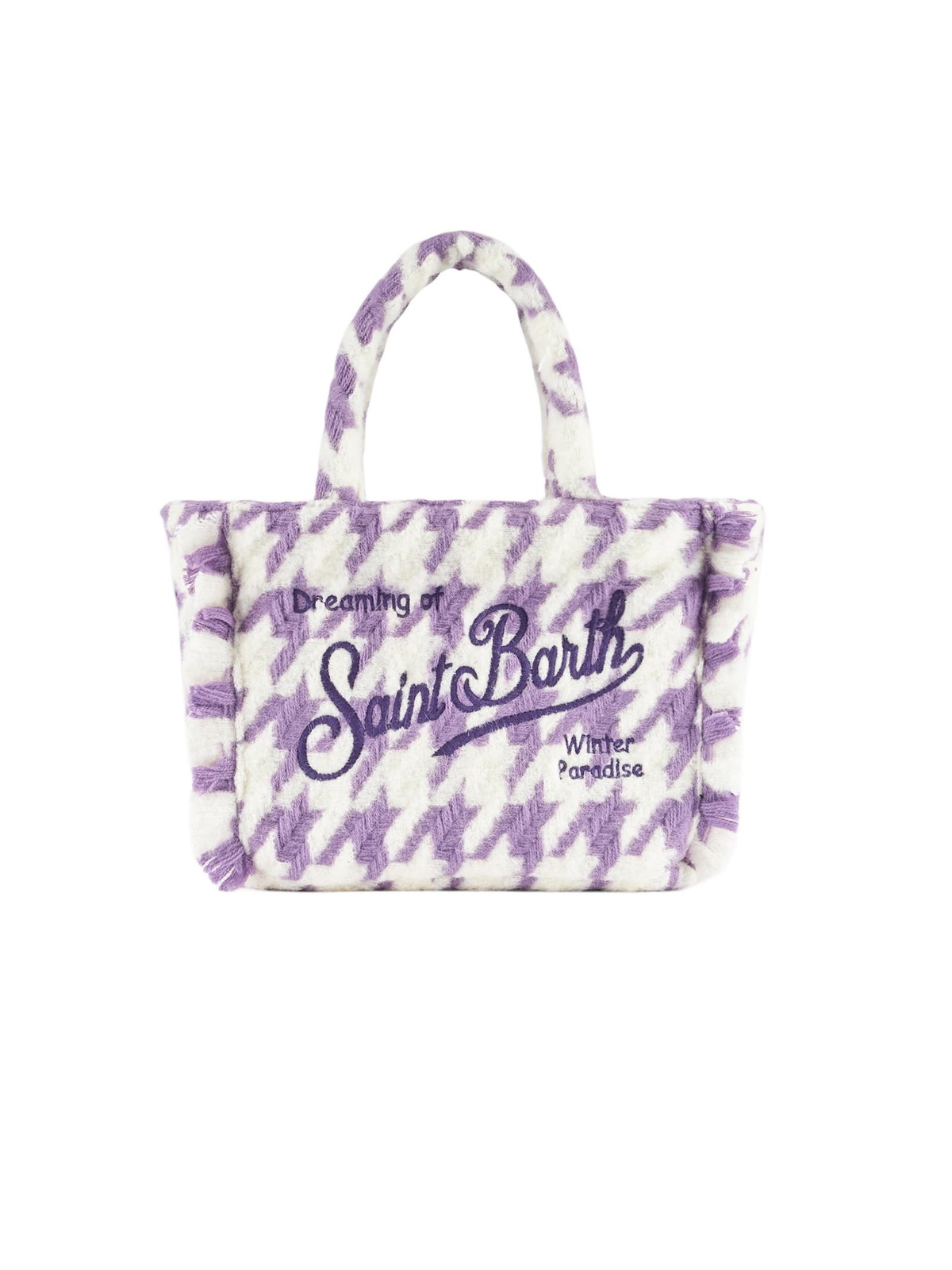MC2 Saint Barth Wooly Colette Fringed Handbag With Pied De Poule Pattern