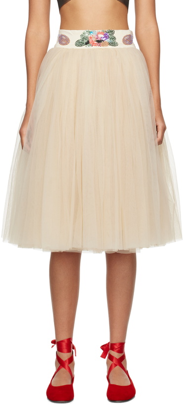 Photo: Bode Beige Sunset Lily Midi Skirt