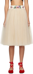 Bode Beige Sunset Lily Midi Skirt