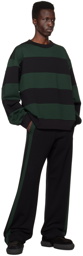 Dries Van Noten Black & Green Striped Sweatshirt