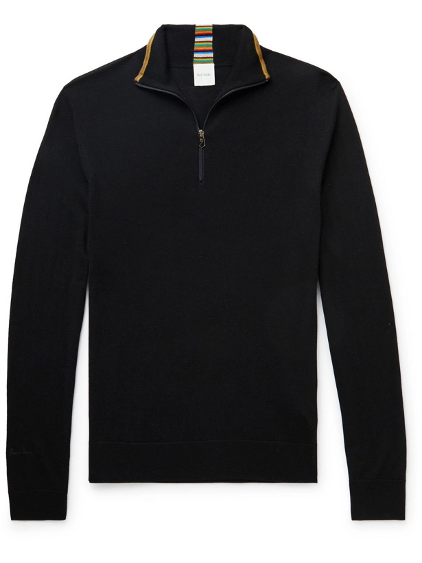 Photo: Paul Smith - Merino Wool Half-Zip Sweater - Black