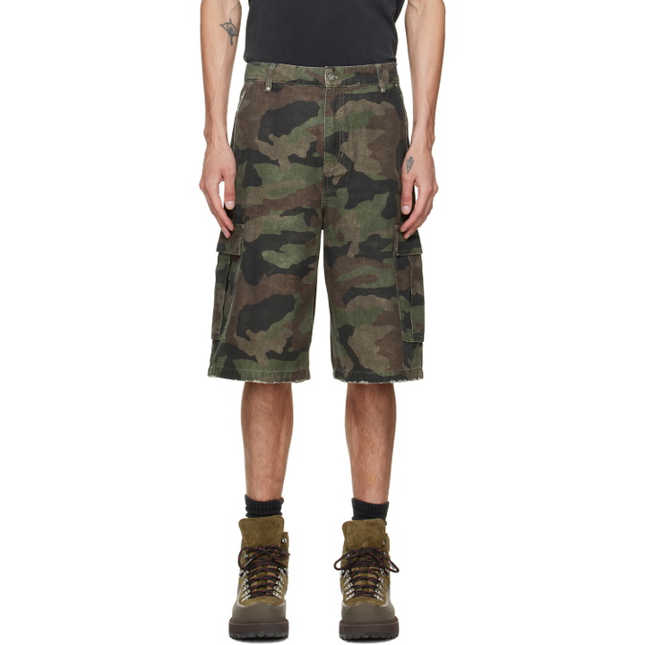Photo: Represent Green Camo Cargo Shorts