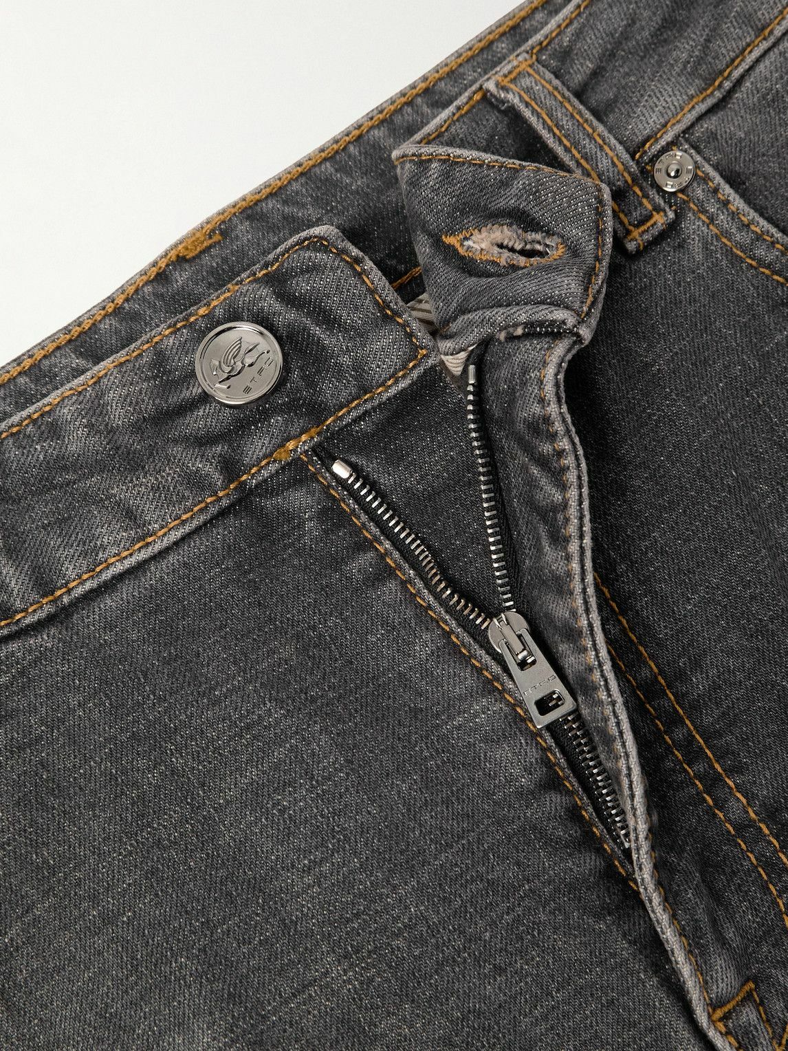 Etro - Roma Slim-Fit Straight-Leg Logo-Embroidered Jeans - Gray