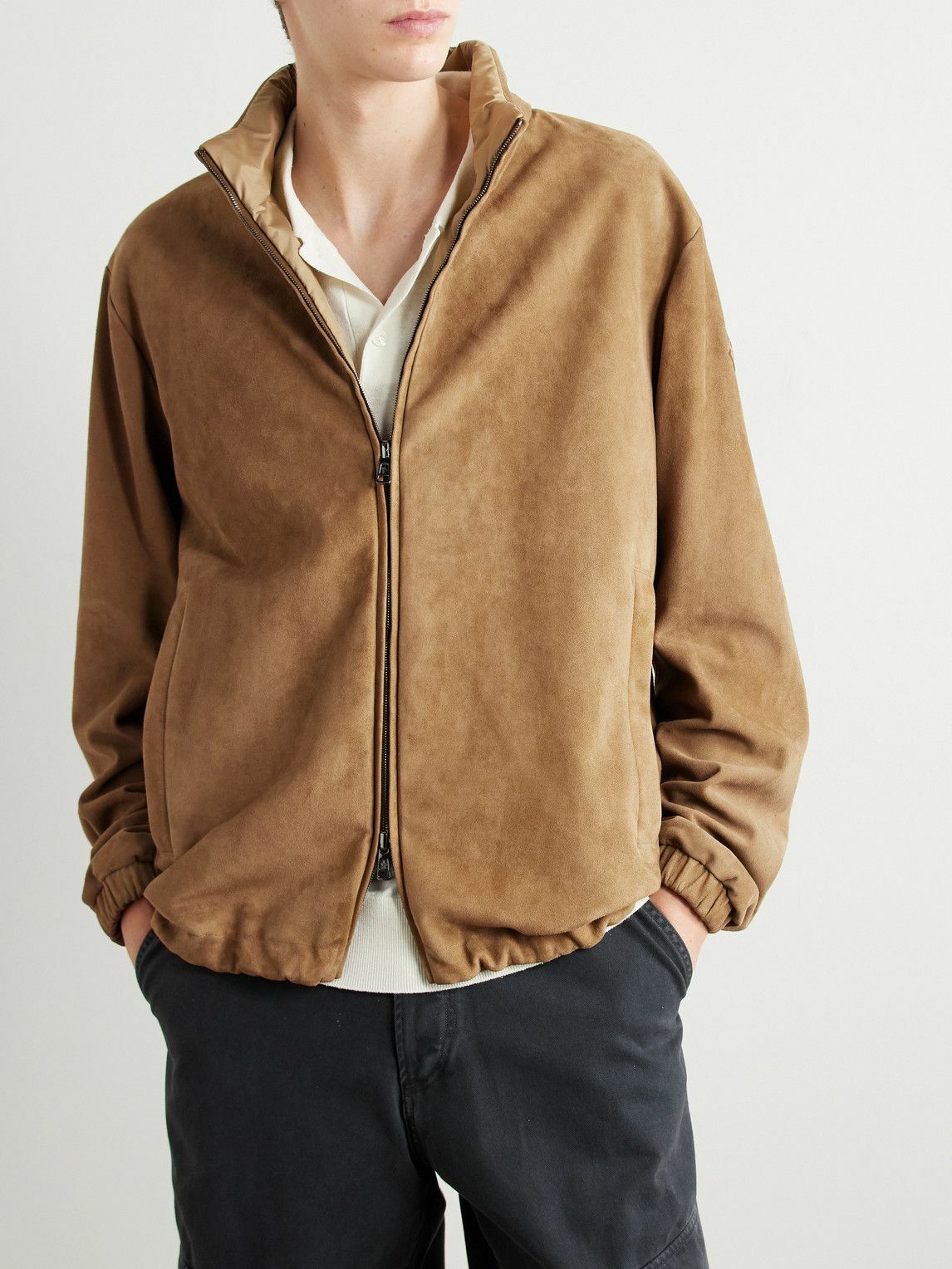 Moncler - Turbat Logo-Appliquéd Reversible Suede and AirSoft Shell Jacket - Brown