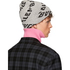 Balenciaga Grey Jacquard Logo Beanie