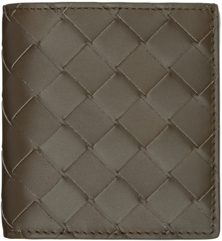 Photo: Bottega Veneta Brown Intrecciato Slim Bi-Fold Wallet