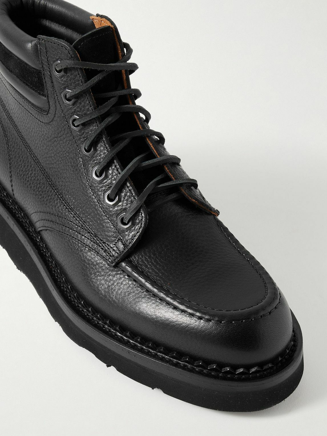 Yuketen - Suede-Trimmed Full-Grain Leather Boots - Black