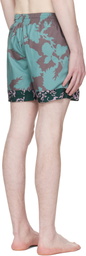 Dries Van Noten Blue & Green Printed Swim Shorts