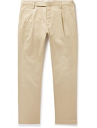 SAINT LAURENT - Slim-Fit Pleated Cotton-Blend Twill Chinos - Neutrals