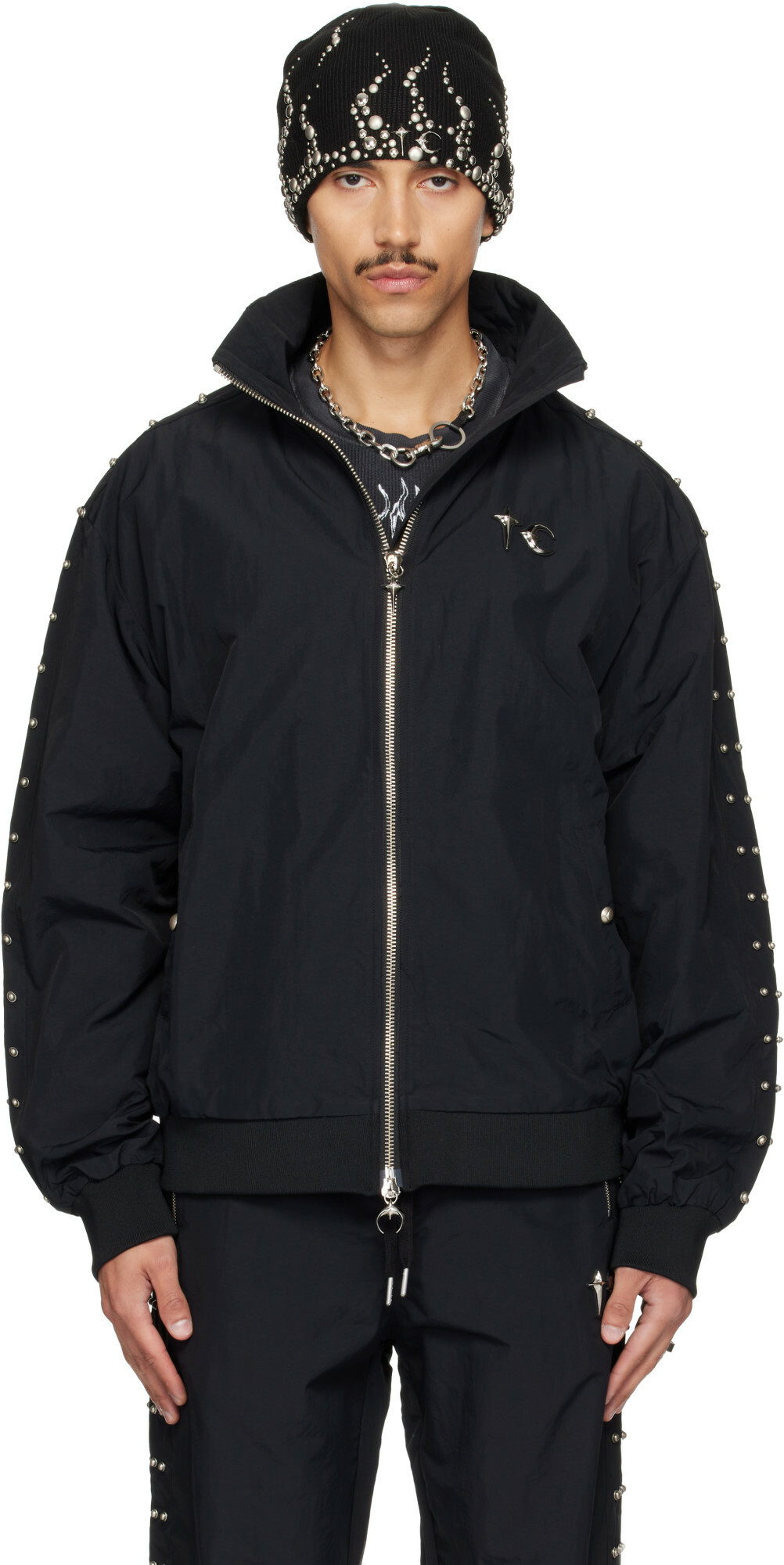 Thug Club Black Triple Line Stud Track Jacket
