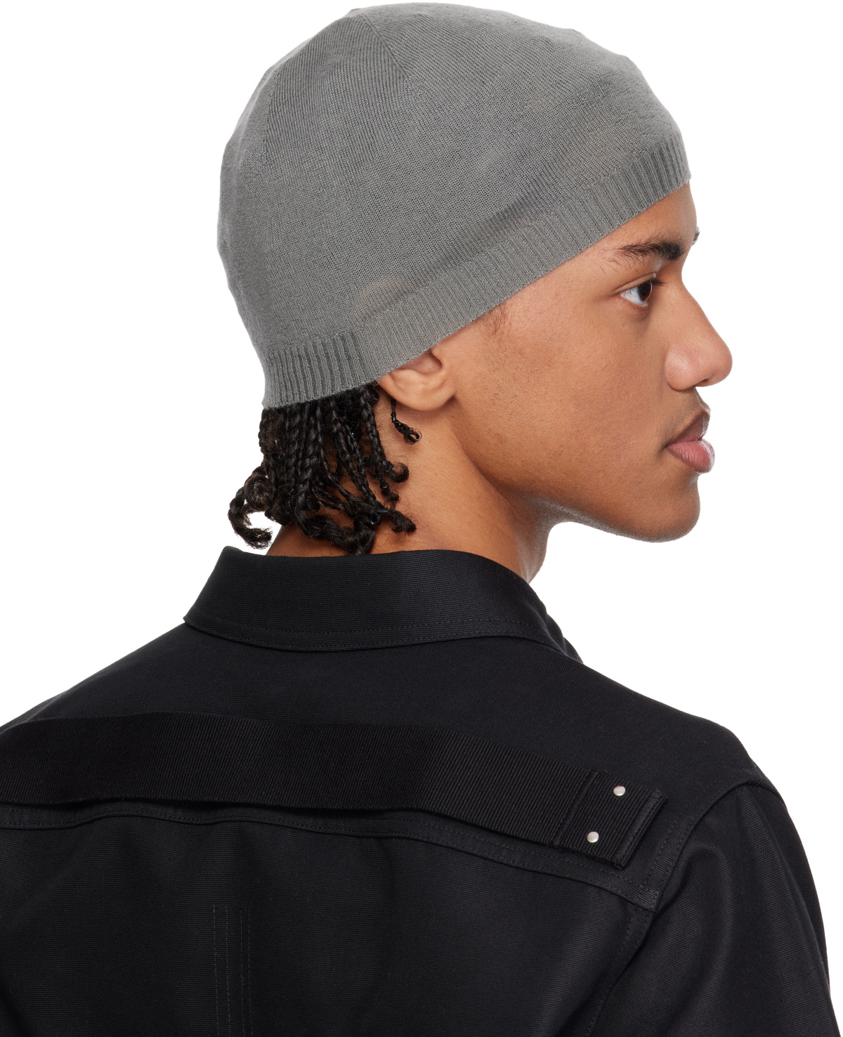 Rick Owens Gray Temple Rasato Knit Beanie