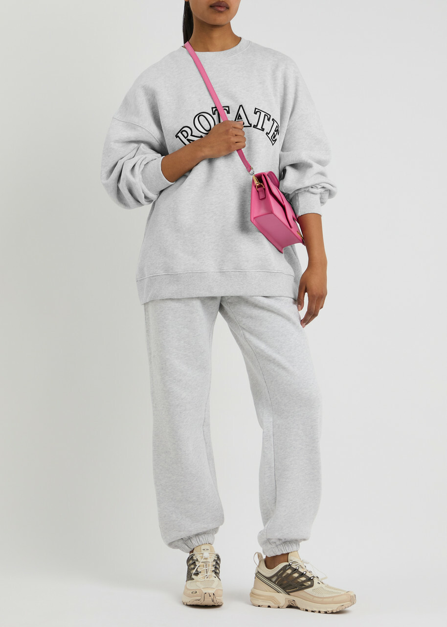 Rotate Sunday Logo-embroidered Cotton Sweatshirt Light Grey XS (UK6 / XS)