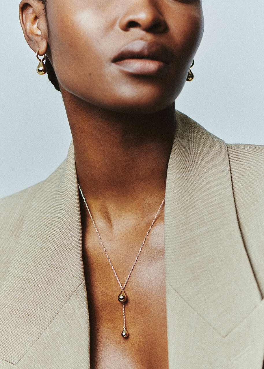 Otiumberg Lariat Pebble 14kt Gold Vermeil Necklace - One Size
