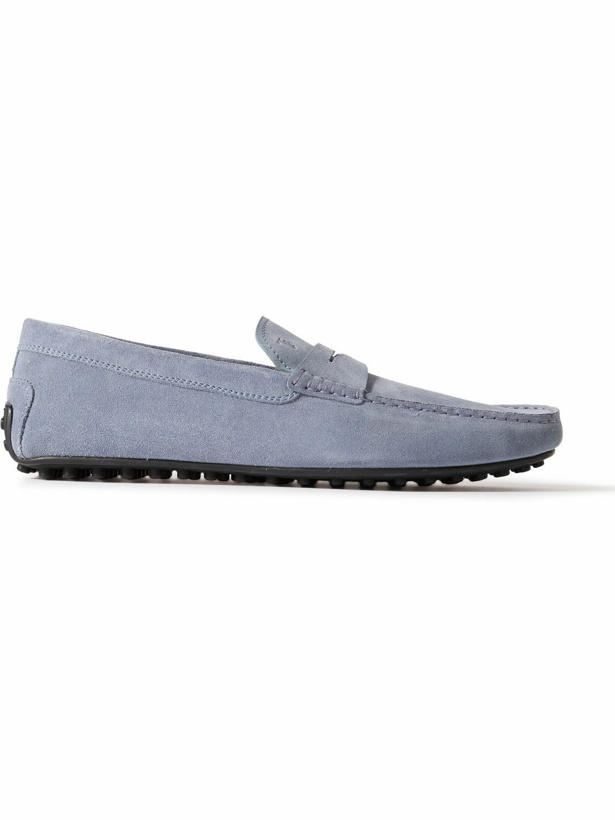 Photo: Tod's - City Gommino Logo-Debossed Suede Driving Shoes - Blue