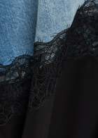 Nensi Dojaka Panelled Lace-trim Wide-leg Jeans Blue