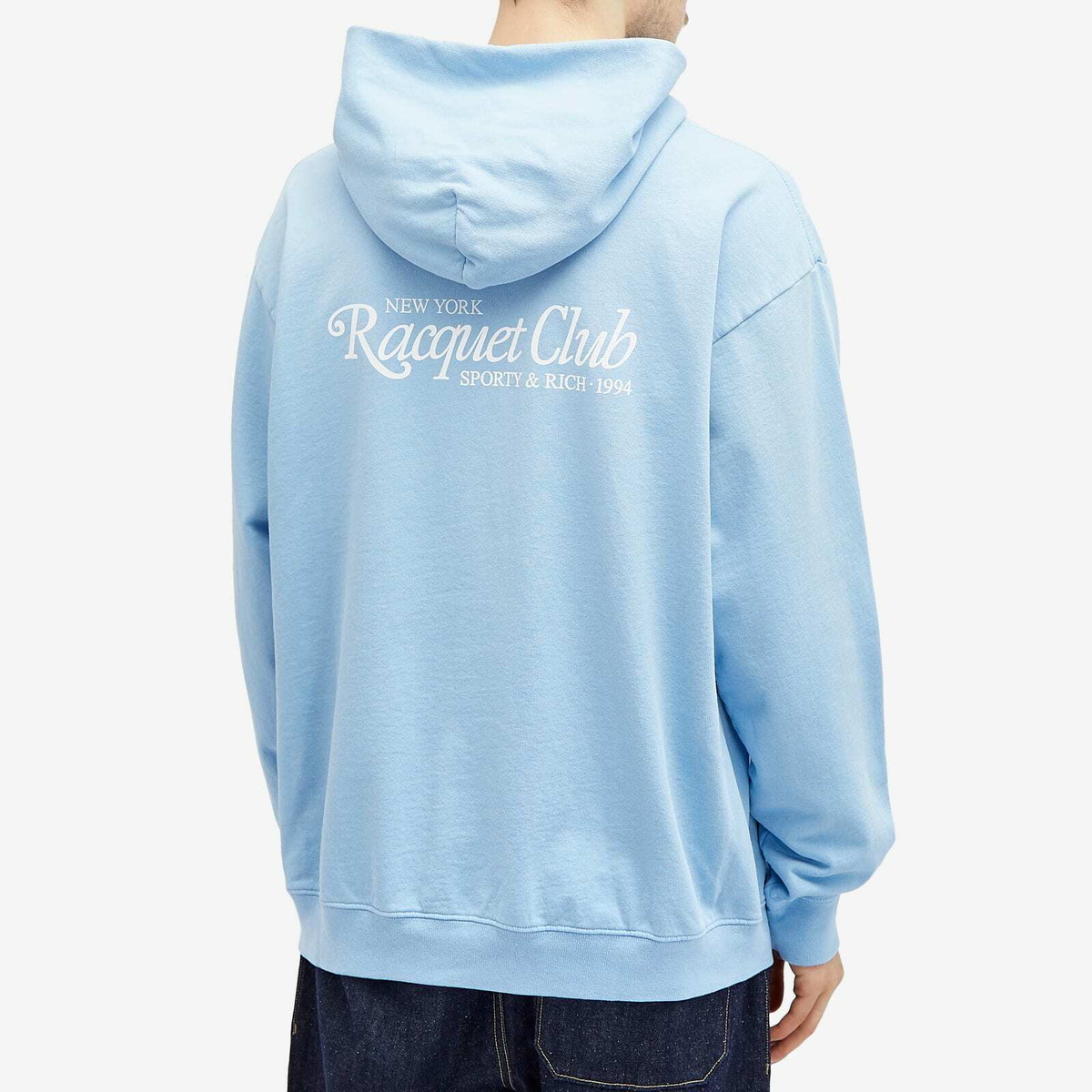 Sporty & Rich Men's 94 Racquet Club Hoodie in Sky Blue/White