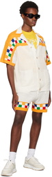 Casablanca White & Yellow Check Shorts