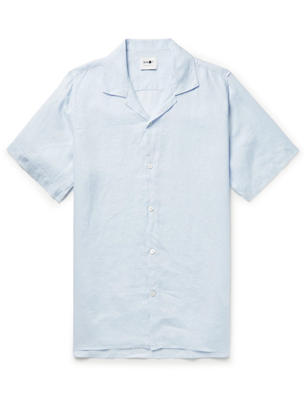Photo: NN07 - Miyagi Camp-Collar Linen Shirt - Blue