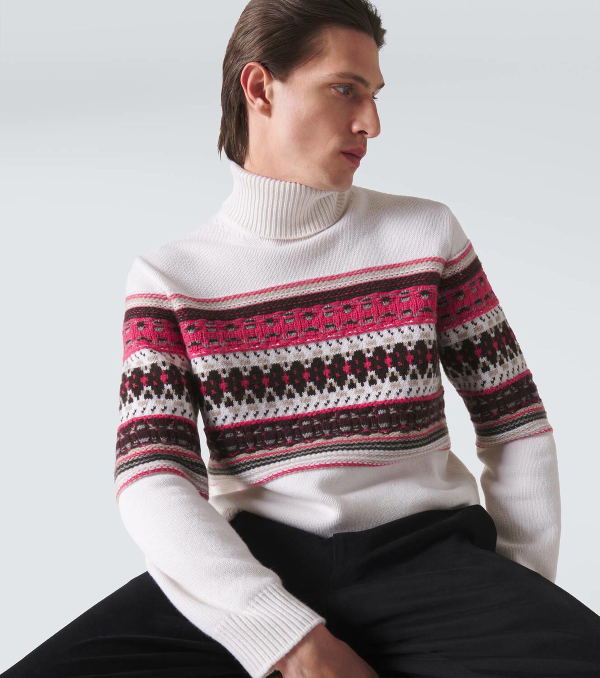 Zegna Intarsia cashmere turtleneck sweater