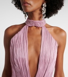 Costarellos Juliette halterneck georgette lamé gown