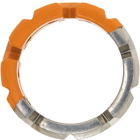 Off-White Silver & Orange Bicolor Arrows Ring