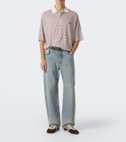 Wales Bonner Bask striped linen and cotton polo shirt