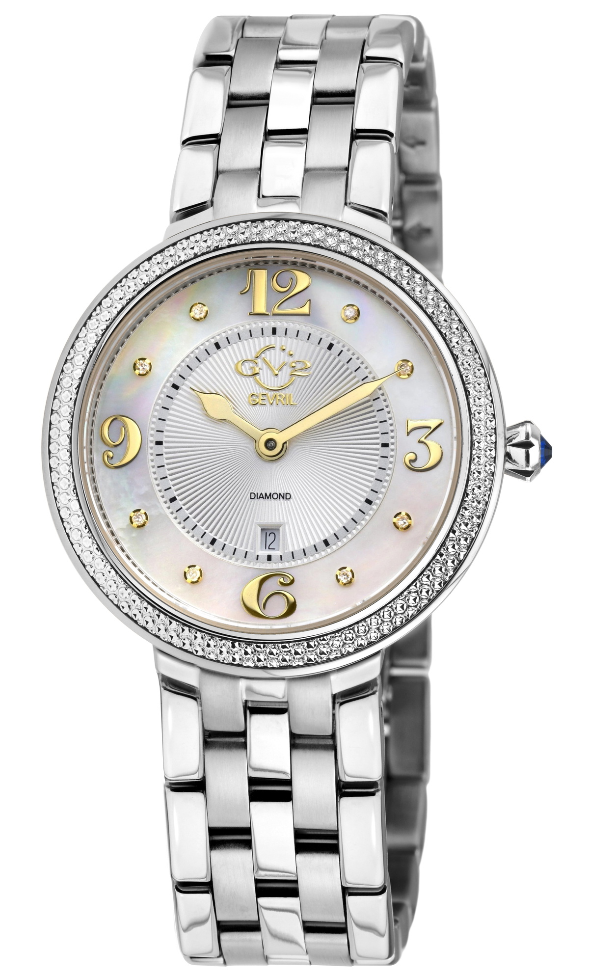 Verona Quartz With White Band Gold Tone White Dial Ladies Watch GV2 by Gevril Verona Diamond Mother of Pearl Dial Ladies  main image 2